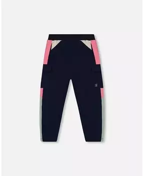 Спортивные брюки-карго для девочек, темно-синие — для малышей, ребенок Deux Par Deux, синий