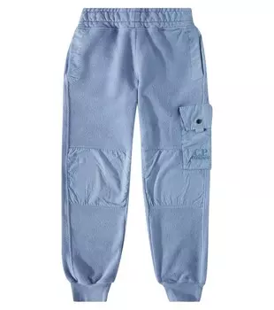 Спортивные брюки-карго из хлопкового флиса C.P. Company Kids, цвет flint stone