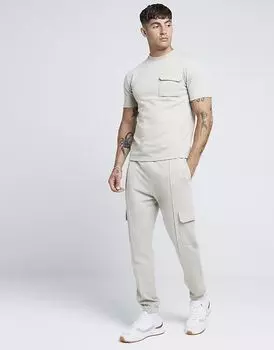 Спортивные брюки-карго River Island Slim fit stretch smart в цвете stone - dark