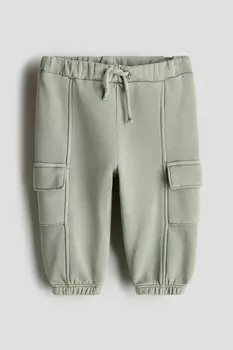 Спортивные брюки карго в застиранном виде H&M, зеленый
