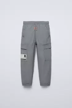 Спортивные брюки карго ZARA, синий/серый