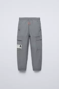 Спортивные брюки карго ZARA, синий/серый