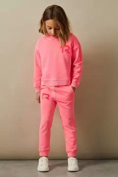 Спортивные брюки Kelly из хлопковой смеси с завязками и большим логотипом Reiss, розовый