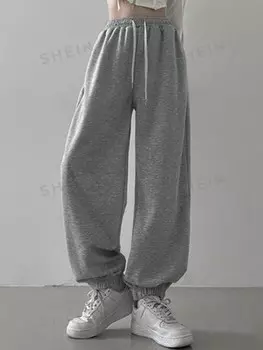 Спортивные брюки, кулиска, эластичный пояс и манжеты, джоггеры Dazy, серый