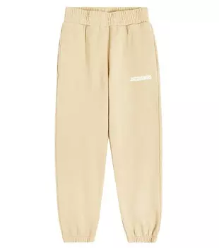 Спортивные брюки le для бега из хлопкового флиса Jacquemus Enfant, бежевый