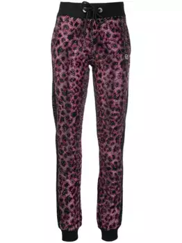 Спортивные брюки Paradise с кристаллами и леопардовым принтом Philipp Plein, черный