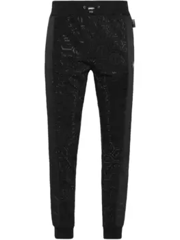 Спортивные брюки Philipp Plein Inserts Monogram Strass, черный