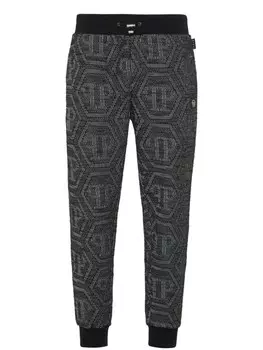 Спортивные брюки Philipp Plein с жаккардовым узором и монограммой, черный