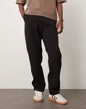 Спортивные брюки прямого кроя ASOS DESIGN из плотной ткани с защипами черного цвета