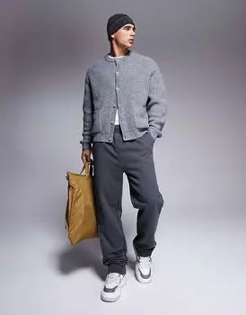 Спортивные брюки прямого кроя из плотной ткани плотностью 400 г/м ASOS DESIGN премиум-класса черного цвета