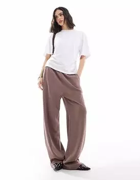 Спортивные брюки прямого кроя с вафельной вязкой ASOS DESIGN шоколадного цвета