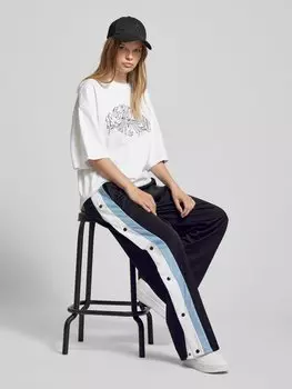 Спортивные брюки прямого кроя с застежками-кнопками по бокам Review, черный