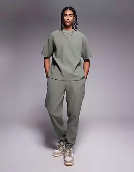 Спортивные брюки River Island plisse цвета светло-хаки