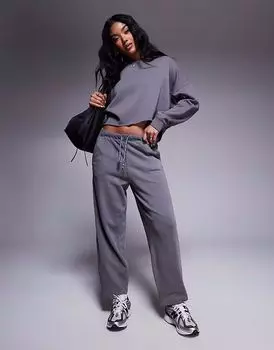 Спортивные брюки River Island с бочкообразными штанинами темно-серого цвета
