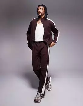 Спортивные брюки River Island с широкими штанинами, связанные крючком, коричневого цвета