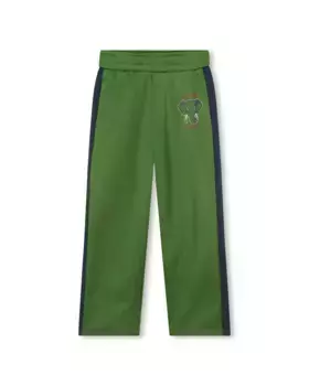 Спортивные брюки с эластичной талией и контрастными полосками по бокам Kenzo Kids, цвет Kaki