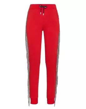 Спортивные брюки с бахромой из кристаллов PHILIPP PLEIN, красный