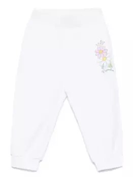 Спортивные брюки с цветочным принтом Monnalisa, белый