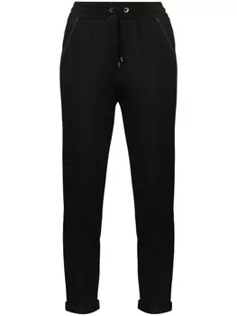 Спортивные брюки с кулиской и декором Monili Brunello Cucinelli, черный