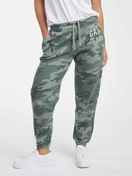 Спортивные брюки с логотипом и флисом Gap, зеленый