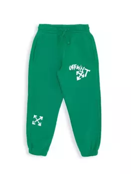 Спортивные брюки с логотипом Little Boy's & Boy's Paint Script Off-White, белый