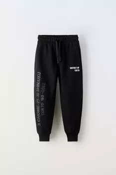 Спортивные брюки с лознаном ZARA, черный