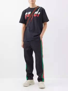Спортивные брюки с полосками web и логотипом gg Gucci, черный