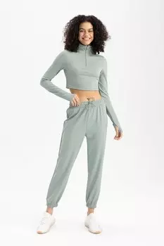 Спортивные брюки с регулируемой талией Defacto, зеленый