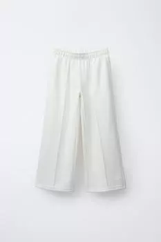 Спортивные брюки с широкими штанинами ZARA, экрю