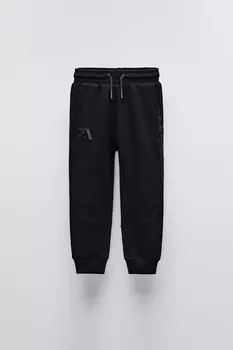 Спортивные брюки с текстурными деталями ZARA, черный