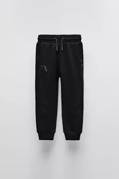 Спортивные брюки с текстурными деталями ZARA, черный