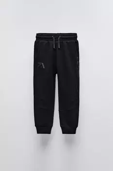Спортивные брюки с текстурными деталями ZARA, черный