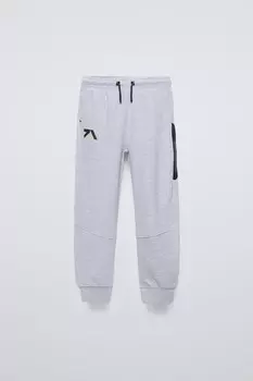 Спортивные брюки с текстурными деталями ZARA, серый мергель