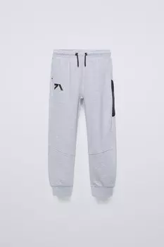 Спортивные брюки с текстурными деталями ZARA, серый мергель