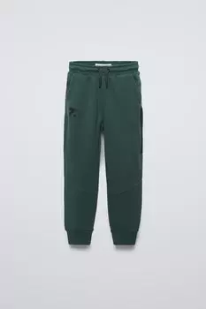 Спортивные брюки с текстурными деталями ZARA, зеленый