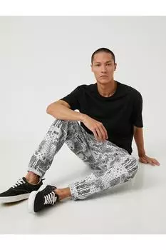 Спортивные брюки с узором пейсли, кружевной талией и карманами Koton, серый
