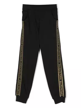 Спортивные брюки с вышитым логотипом Balmain Kids, черный
