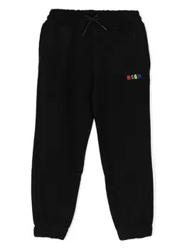 Спортивные брюки с вышитым логотипом MSGM Kids, черный