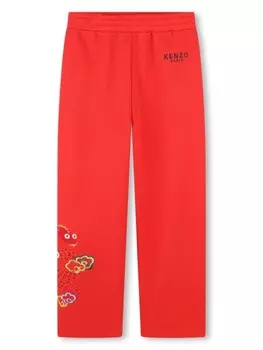Спортивные брюки с вышивкой Kenzo Kids, красный