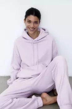 Спортивные брюки с завышенной талией H&M, фиолетовый