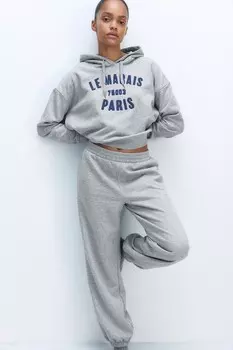 Спортивные брюки с завышенной талией H&M, серый