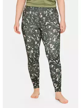 Спортивные брюки Sheego "больших размеров", в форме леггинсов, с принтом по всей поверхности, оливковый