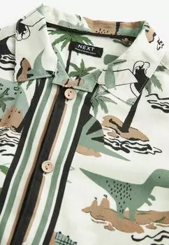 Спортивные брюки Short Sleeves Set Regular Fit Next, зеленый экрю-дино