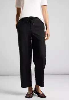 Спортивные брюки STREET ONE с рюшами на поясе, черный