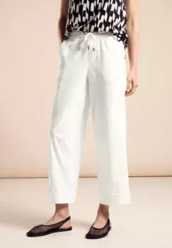 Спортивные брюки STREET ONE с рюшами на поясе, кремовый