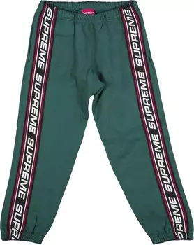 Спортивные брюки Supreme Text Rib Sweatpant 'Green', зеленый