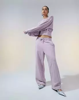 Спортивные брюки свободного кроя ASOS DESIGN со швом свободного кроя с выбеленным лиловым оттенком