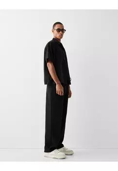 Спортивные брюки Tailored Fit Wide-Leg Bershka, черный