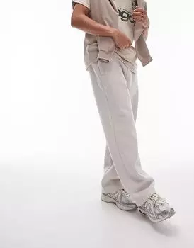 Спортивные брюки Topman прямого кроя цвета экрю