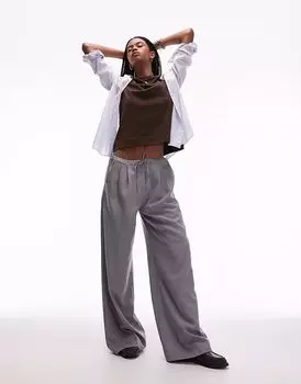 Спортивные брюки Topshop с завязками на талии светло-серого цвета